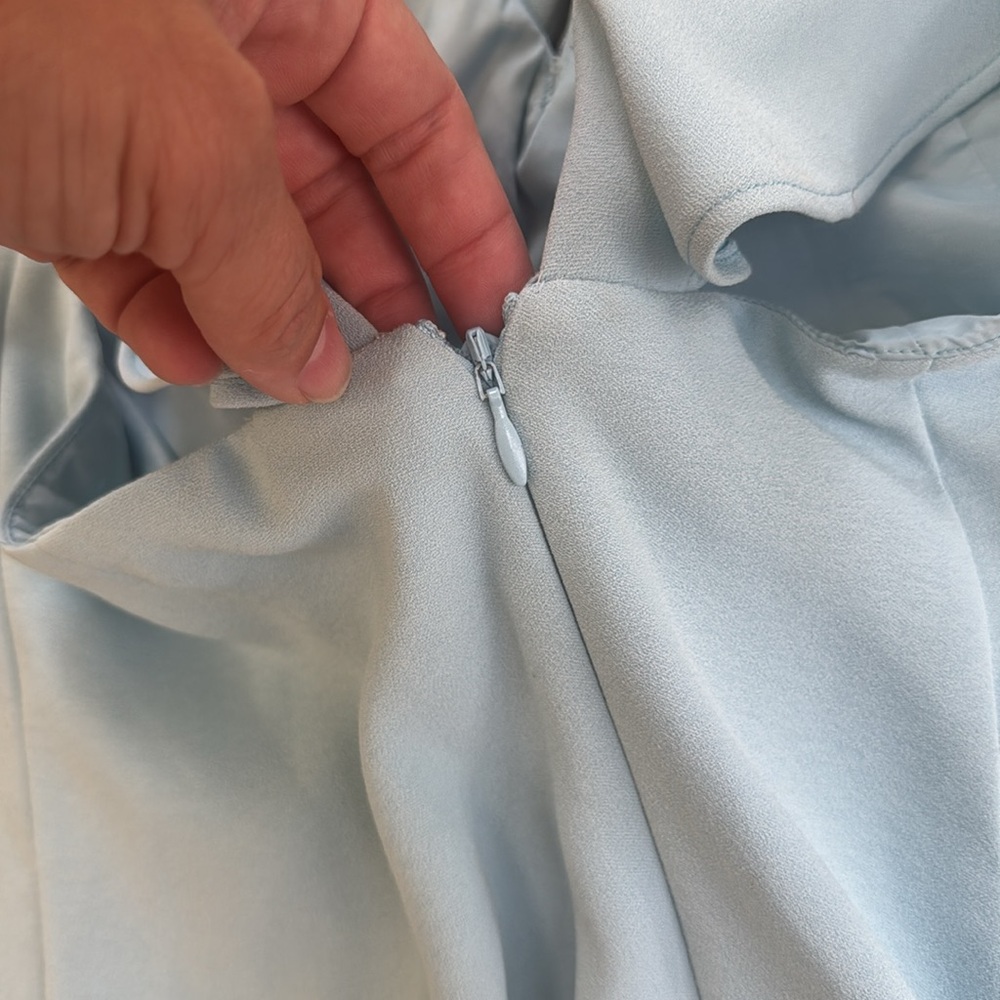 Aidan by Aidan Mattox Light Blue Ruffle Cocktail Mini Dress, size 8 - Picture 6 of 8